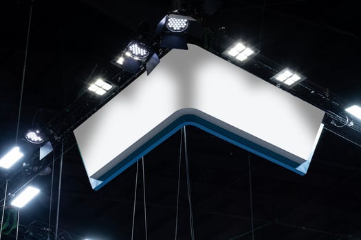 Hanging white corner banner horizontal billboard photo