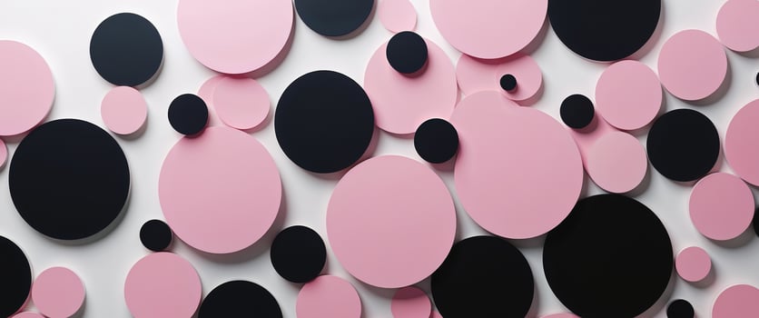 Pink and black circles creating abstract geometric background. photo