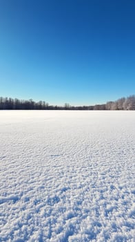 Winter Landscape with Snow-Covered Field and Clear Blue Sky photo