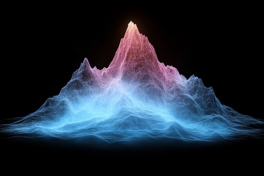 A mountain with a glowing light in the middle photo