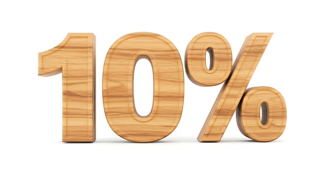 Ten Percent Discount with Wooden Texture for Advertising and Sales photo