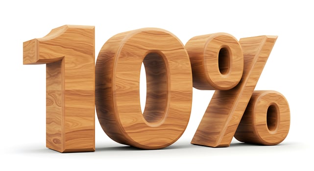 Ten Percent Wooden Numbers Represents Discount Promotion Offer Concept photo