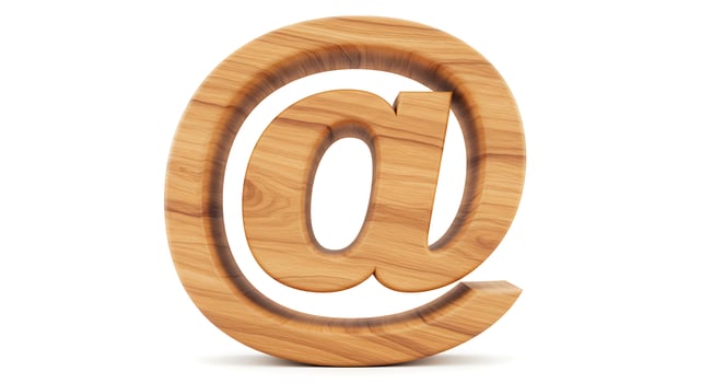 Wooden at Symbol Standing for Online Communication and Email photo