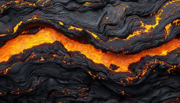 Volcanic Eruption Action Nature Explosive Background with Copyspace Side View Environment photo