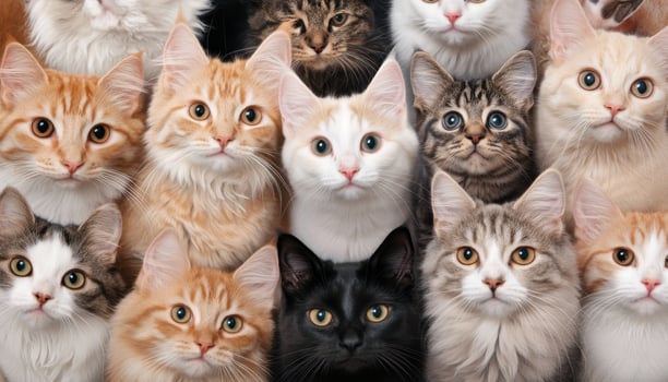 Adorable Cats Portraits Indoor Studio High-Quality Images Warm Background Copyspace photo