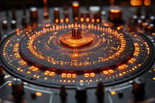 Futuristic Digital Interface with Glowing Orange Light Patterns for Technology Concepts photo