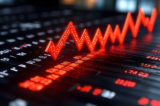 Stock Market Crash Concept with Red Zigzag Downtrend on Digital Financial Chart photo