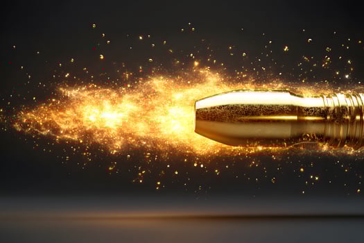 Golden Bullet in Motion with Fiery Sparks for Dynamic Creative Design photo