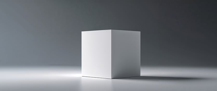 White box on grey background 3d render photo
