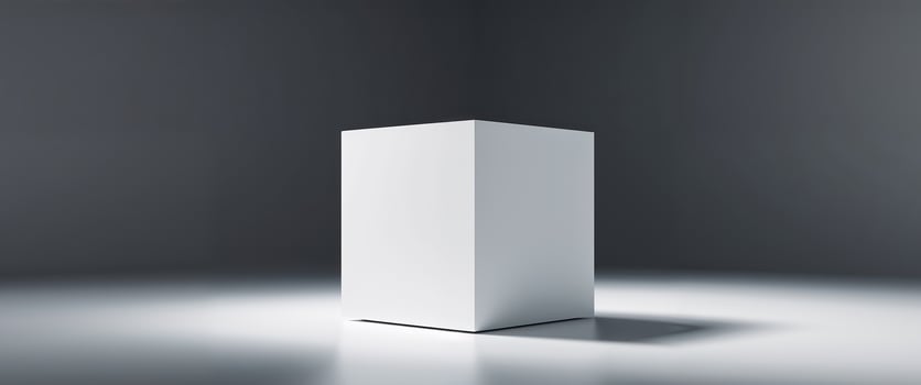 White box on a grey background with a light photo