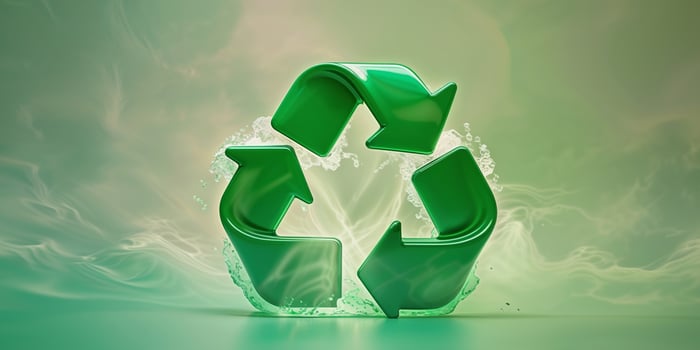 Green Recycle Symbol on Solid Background. photo