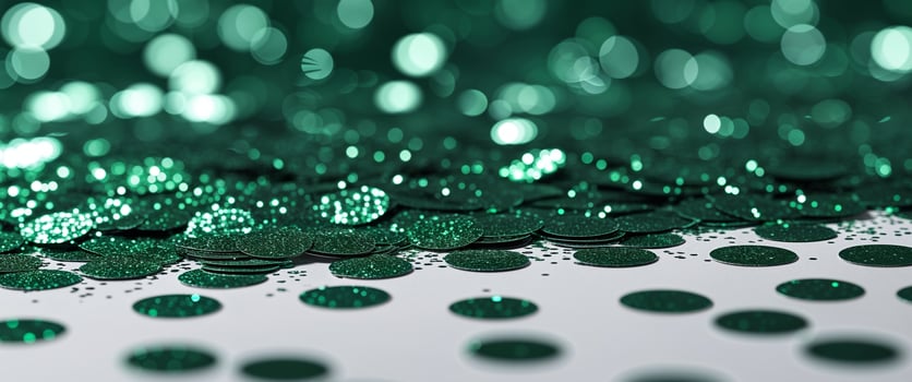 deep emerald green glitter confetti frame background photo