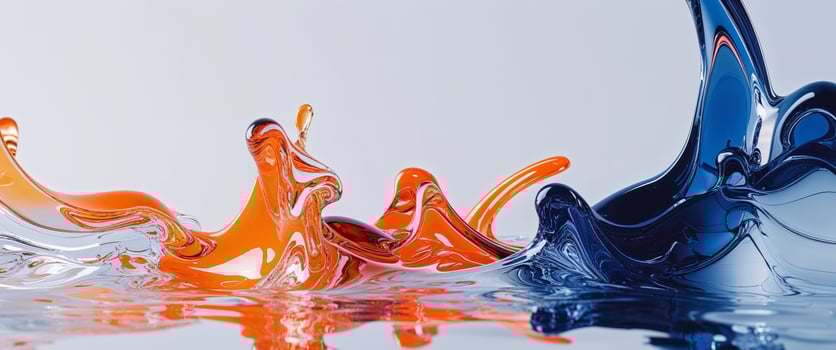 Abstract Glossy Liquid Forms with Orange and Blue Accents photo