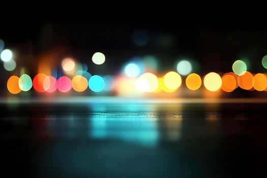 Blurred lights of a city street at night photo