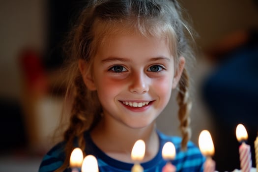 A little girl with braids is smiling photo