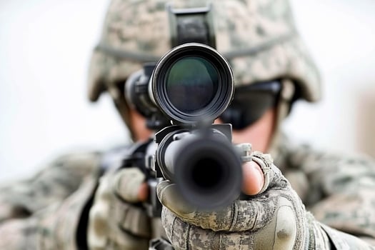 A soldier aiming with a rifle photo
