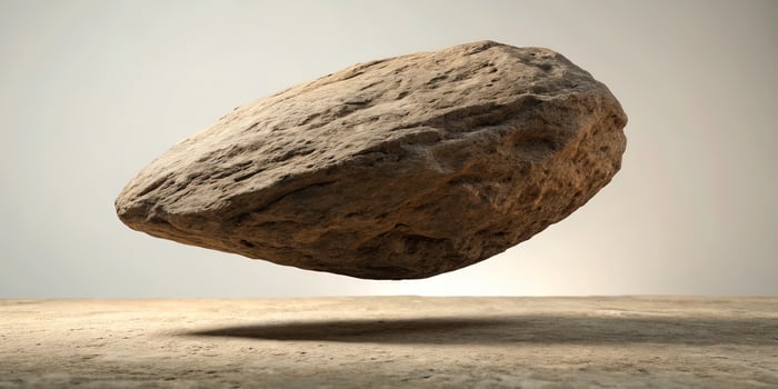 Floating rock boulder stone levitation concept geology nature background zen balance meditation spiritual art photo