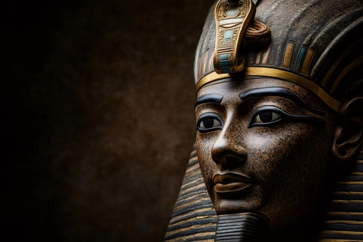 Golden mask of tutankhamun depicting the famous pharaoh photo