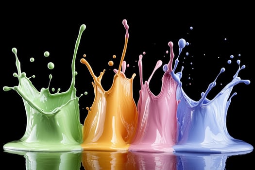 Colorful liquid splashes on a black background photo