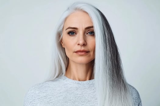 A woman with long white hair photo