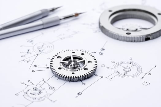 A drawing of a mechanical device with a clockwork gear photo