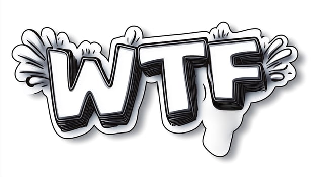 Bold comic-style illustration featuring the acronym 'WTF' with an explosion effect, capturing a sense of surprise and humor. photo