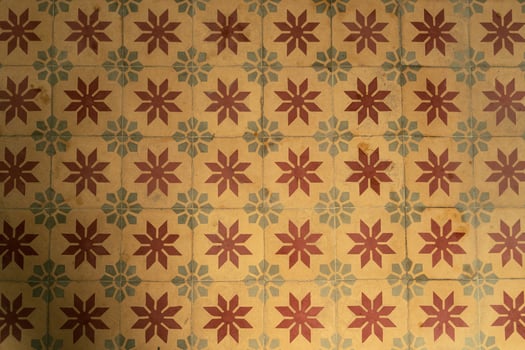 Vintage tile floor, Geometric pattern ceramic mosaic background photo