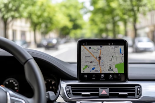 The car dashboard with gps navigation photo