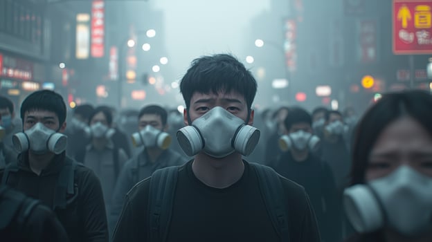 Visibility Challenges in a City Filled with Exhaust and Fumes photo