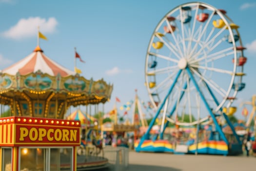 Colorful Carnival Attractions Brightening a Sunny Summer Afternoon at the Amusement Park photo