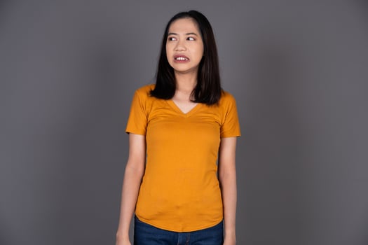 Portrait of a Girl Looking Worried, Panicked, and Scared photo
