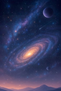 The milky way galaxy and its planets are shown in this image photo