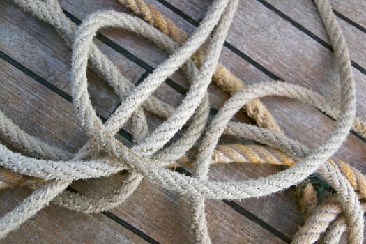 Ropes laying on a deck photo