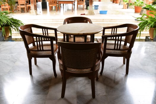 Javanese Antique Wooden Chairs and Marble Table photo