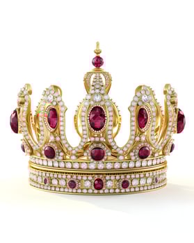 A crown with pink stones and gold accents photo