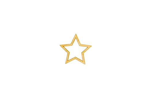 Wooden frame flat empty figure of star on white isolated background. photo