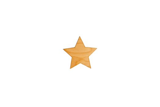 Wooden flat empty figure of star on white isolated background. photo