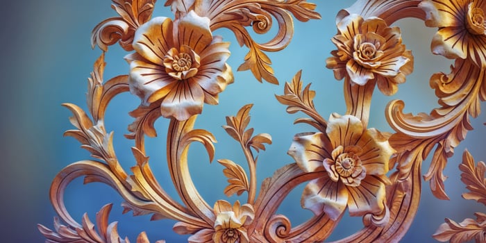 Intricate Hand Carved Wooden Floral Design photo