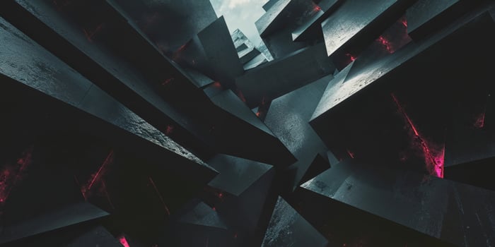 Abstract dark geometric texture with overlapping black panels and shadows photo