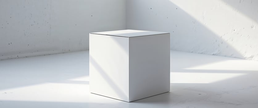High Definition View of a White Box is Placed on a Wall with a White Box in the Middle. photo