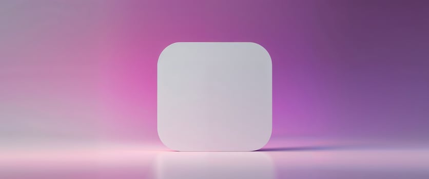 White rounded square on a pink and purple background. photo