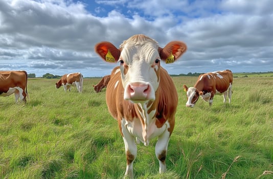 A group of cows standing in a field photo