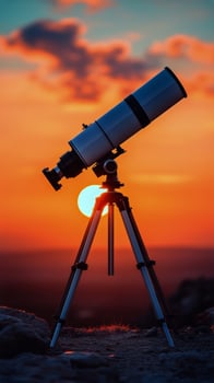 Telescope at sunset photo