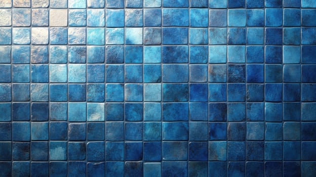 Textured blue tiles create a vibrant and artistic background in this contemporary setting photo