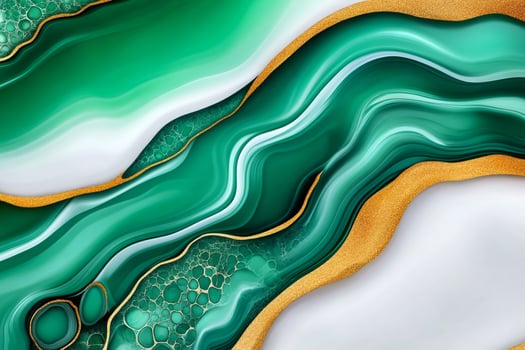 Green and gold marble texture creating a luxurious background photo