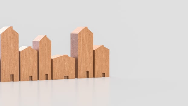 House wood for property or real estate concept 3d Rendering . . photo