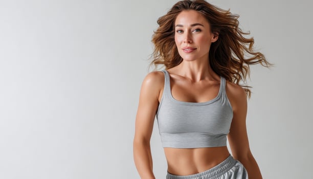 Vibrant Athletic Woman in Studio Background with Copyspace for Lifestyle Content photo