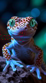 Stunning close up of a leopard gecko with striking eyes and unique coloration photo