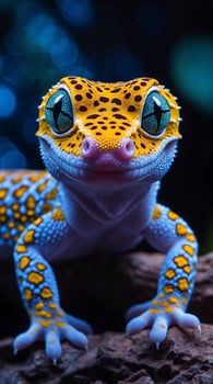 Leopard gecko showcasing unique eye features in a natural habitat setting photo
