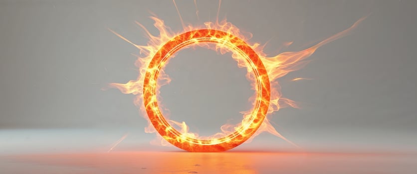 A ring of fire is shown in the middle of the room photo